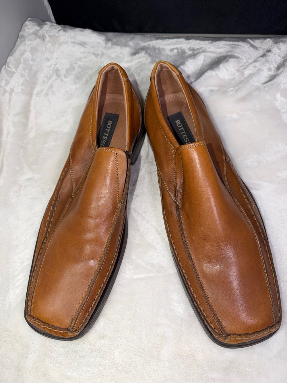 Bottesini Men’s Leather Slip-On Loafers Cognac Brown Size 13 Dress Shoes